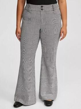 Torrid Trouser A-Line Flare Ponte Pant Women's Size 30 W Houndstooth Plus Size